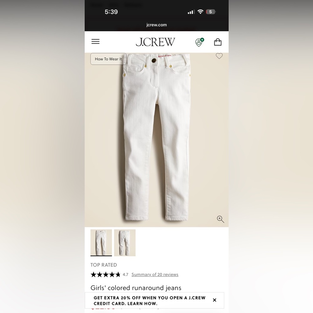 J. Crew Kids White Jeans